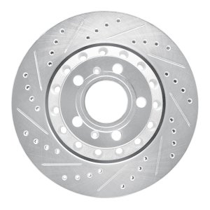 Audi A8 Brake Rotor (1) - Rear Left - R1 Concepts - Drilled & Slotted - Silver - `04-`10